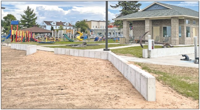 New seating wall at L’Anse Waterfront Park